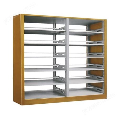 常州-钢木书架 钢制实木护板双面复柱书架 优惠