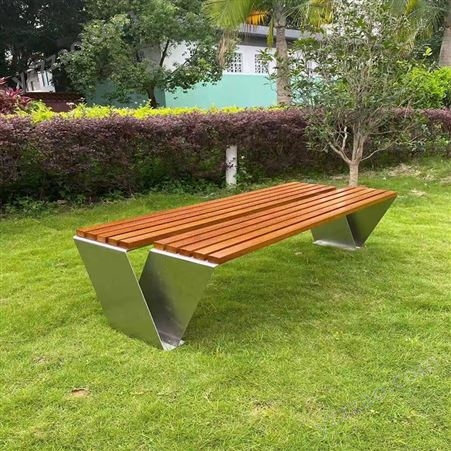 世腾公园椅户外长椅休闲长条长凳园林庭院不锈钢铁艺实木公共座椅