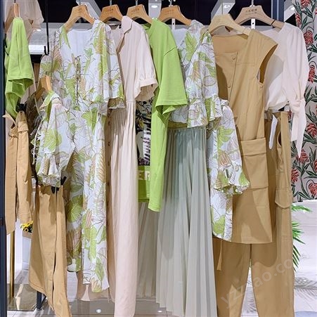 新作2021年夏季大方优雅连衣裙 广州十三品牌女装批发市场