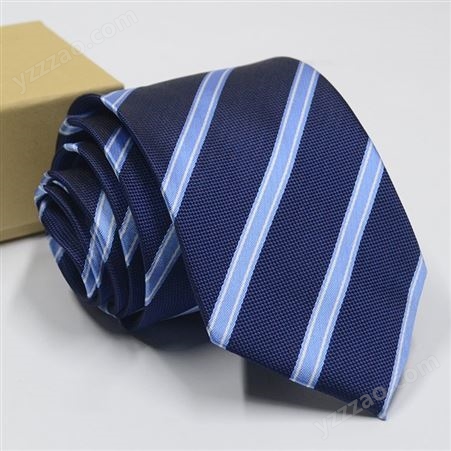 男士商务职业装正装领戴 韩版窄领带条纹蓝黑银行酒店上班百搭