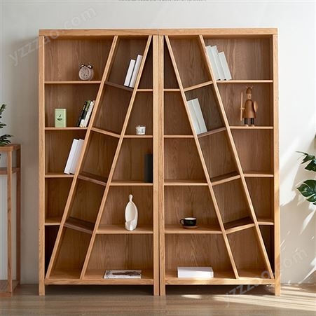 搏德森北欧全实木组合书架书柜客厅书房落地置物架红橡木多功能收纳柜