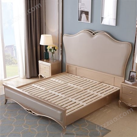搏德森美式实木床轻奢床现代简约主卧欧式婚床法式公主床超纤皮软靠床