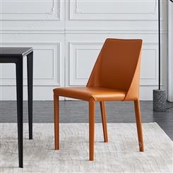 搏德森马鞍皮餐椅家用现代简约意式书桌椅扶手椅北欧轻奢餐厅网红皮椅子