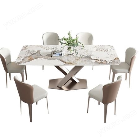 搏德森意式亮光岩板餐桌椅现代简约轻奢小户型长方形家用饭桌子厂家