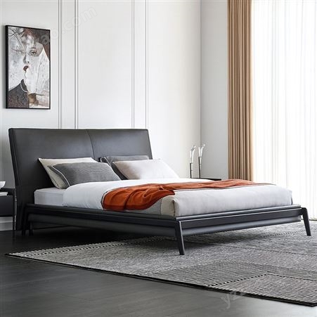 搏德森意式极简软体床现代简约双人床1.8米主卧室北欧轻奢软包床厂家