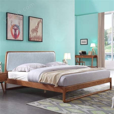 搏德森实木床现代简约1.5米北欧轻奢家用主卧双人床1.8经济型单人床