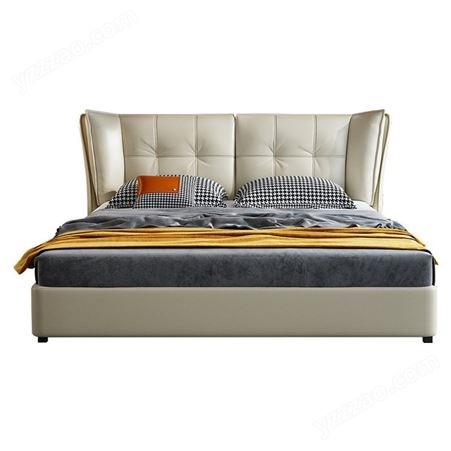 搏德森轻奢软体床现代简约1.8米主卧婚床双人床储物软包意式极简皮艺床厂家