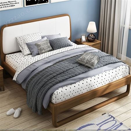 搏德森实木床现代简约1.5米北欧轻奢家用主卧双人床1.8经济型单人床